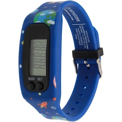 Montre Podomètre Numérique pour Enfants – Bracelet en Silicone Thème Espace