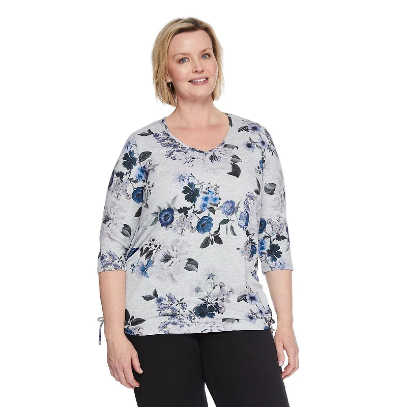 Haut à motif ruché sur les côtés Iyla Plus pour femmes Tailles 1X-4X