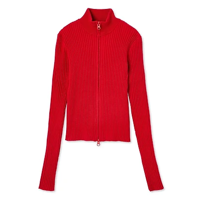 No Boundaries Women's 2-Way Zip Rib Sweater
