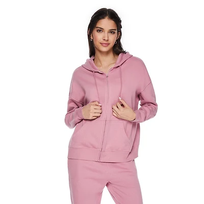 No Boundaries Women's Oversized Fleece Zip-Up Hoodie, Sizes XXS-XXL