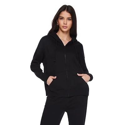 No Boundaries Women's Oversized Fleece Zip-Up Hoodie, Sizes XXS-XXL