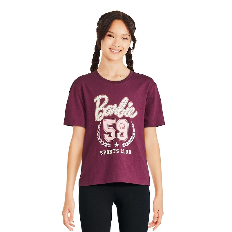 T-shirt à manches courtes Barbie pour filles Tailles TP–TG