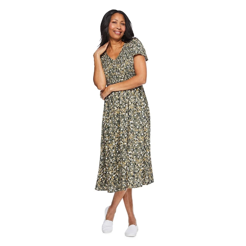 Robe maxi à corsage et manches smocks Iyla pour femmes
