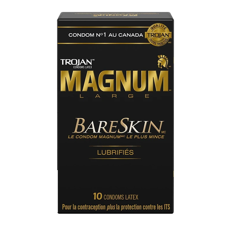 Trojan Magnum BareSkin Lubricated Condoms, 10 Lubricated Latex Condoms