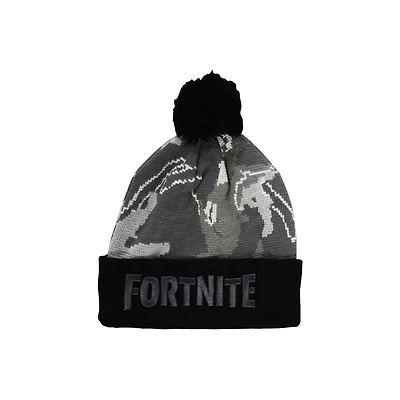 Boys Fortnite Grey Camo Pom Pom Hat