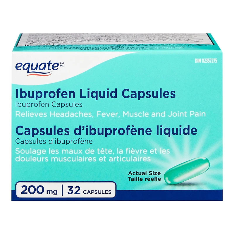 Equate Ibuprofen Liquid Capsules, 200mg, 32 Liquid Capsules