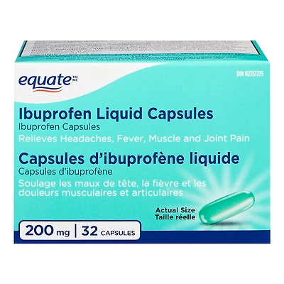 Equate Ibuprofen Liquid Capsules, 200mg, 32 Liquid Capsules
