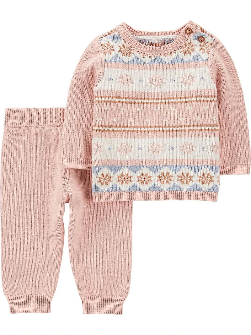 Ensemble 2 pièces pour nouveau-née Fille Carter's Child of Mine - Fair Isle rose