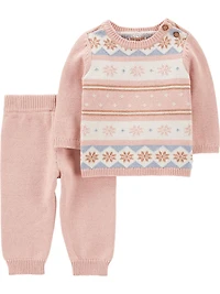 Ensemble 2 pièces pour nouveau-née Fille Carter's Child of Mine - Fair Isle rose