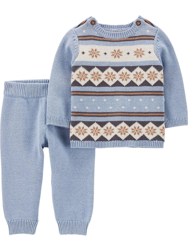 Carter's Child of Mine Newborn Boys 2pc set - Blue Fair Isle