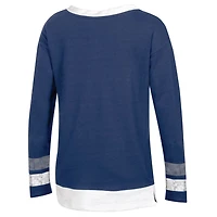 T-shirt Jets de Winnipeg de la LNH tendance pour dames a manches longues avec lacet a l'encolure et empiecements do couleur