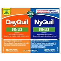 Vicks Capsules LiquiCaps NyQuil et DayQuil Sinus emballage duo 24 unités
