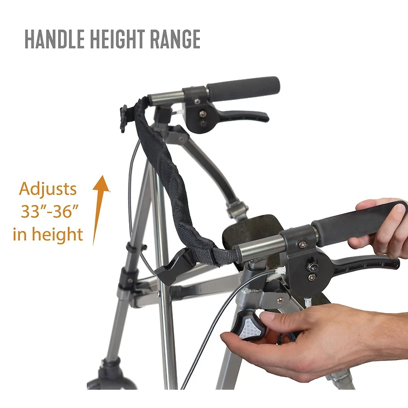 Able Life Space Saver Rollator, Lightweight Folding Walker for Seniors, Rolling Walker with Wheels and Seat, Blue