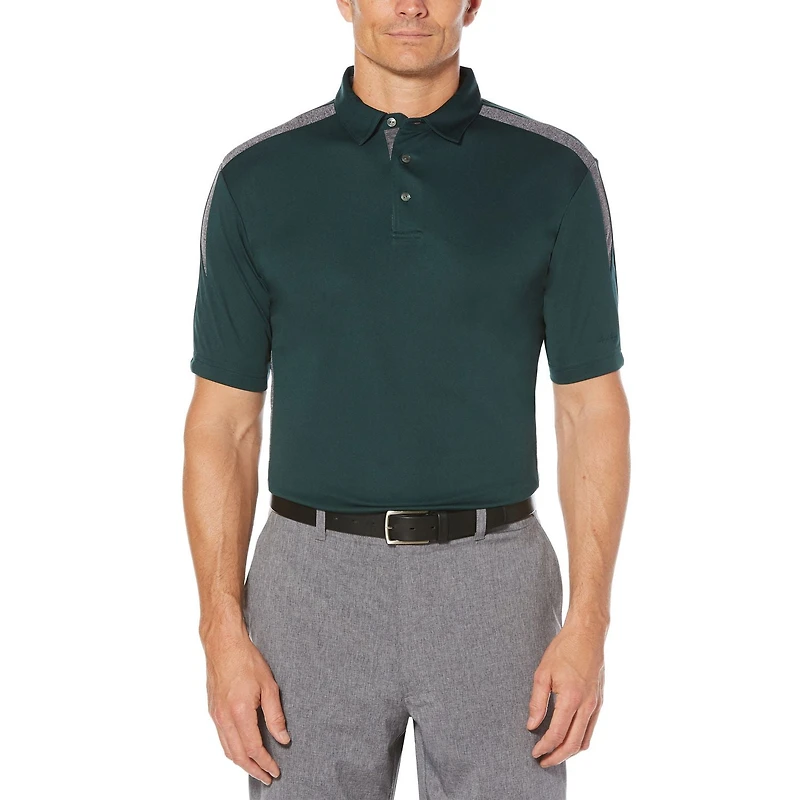 Ben Hogan Men's Golf Performance Heather Block Piping Detail Polo Shirt