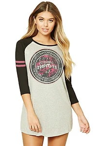 Chemise de nuit à manches 3/4 NBA Toronto Raptors Basketball grise et noire pour femme