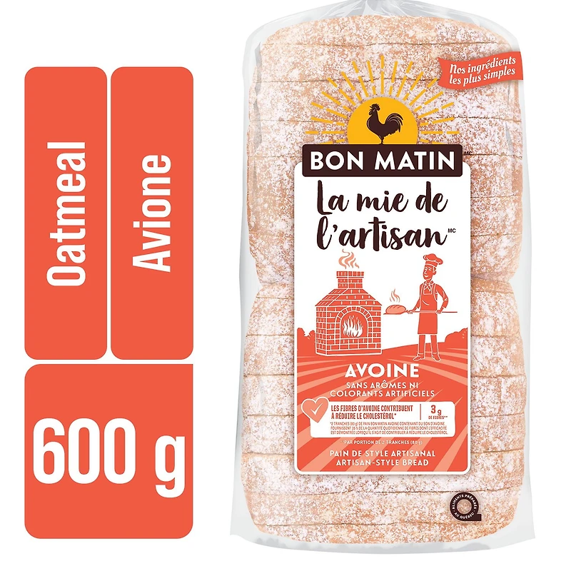 Bon Matin™ Artisan-Style Oatmeal Sliced Bread, 600 g