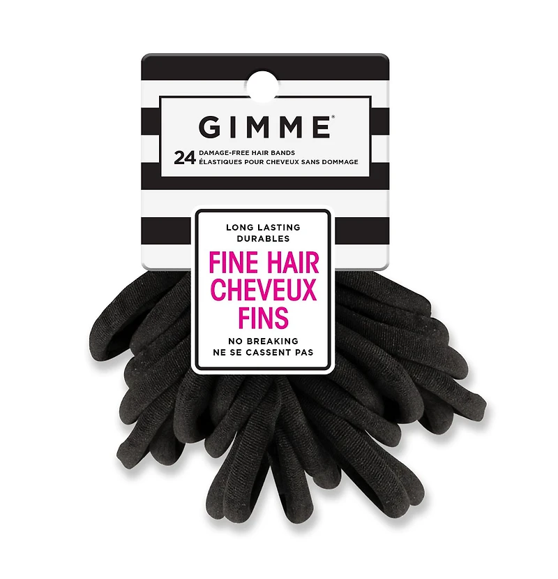 "Élastiques à Cheveux GMME X-Fine, Noirs, 24CT" Pas de casse, douceur parfaite !