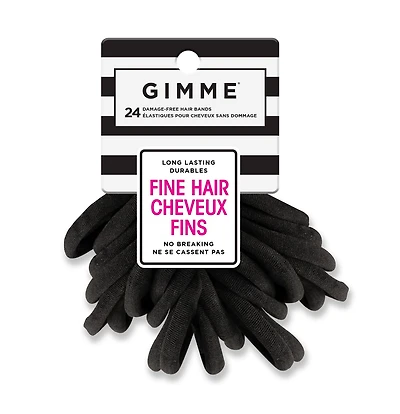 GMME X-Fine Hair Bands, Black, 24CT, No Breaks, Seamlessly Soft!