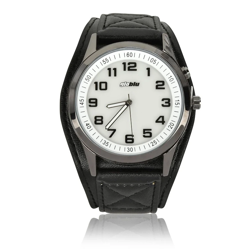 Globlu Mens Black Strap Night Light Watch