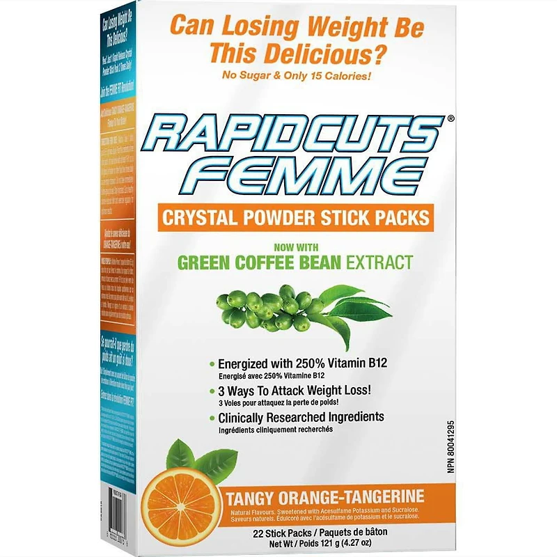 Rapidcuts Femme Poudre de Supplément Orange Brûlante Graisse Fat Burning 22 paquets de cristaux de mandarine orange, 99 g