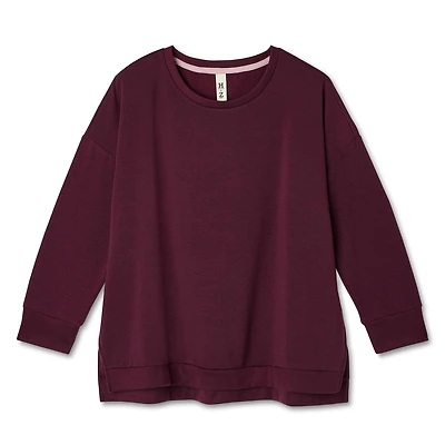 Harper + Zoe Plus Women's Oversized Side Slit Sweatshirt