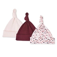 George Baby Girls' Knotted Hat 3-Pack, One Size