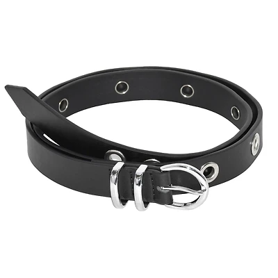 NICCI GROMMET BELT WITH ROUND SILVER HARDWARE
