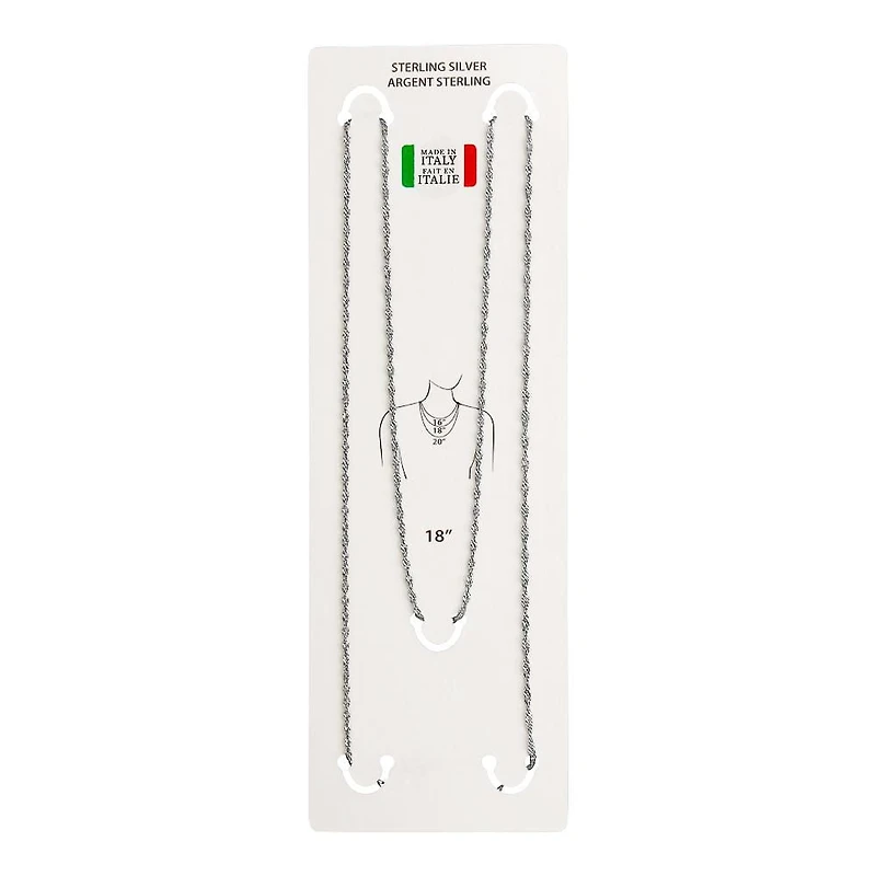 Luxury Designs Chaîne Singapour unisexe en argent sterling de 18 pouces