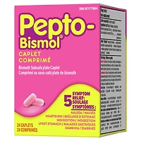 Pepto Bismol Caplets for Nausea, Heartburn, Indigestion, Upset Stomach, and Diarrhea, 24 ct