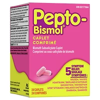 Pepto Bismol Caplets for Nausea, Heartburn, Indigestion, Upset Stomach, and Diarrhea, 24 ct