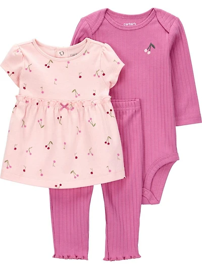 Carter's Child of Mine Baby Girls' 3 Piece Set - Purple Cherries, Sizes Newborn 24 Months