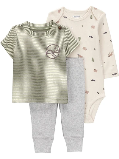 Carter's Child of Mine Baby Boys' 3 Piece Set - Green Woodland, Sizes Newborn 24 Months