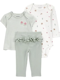 Carter's Child of Mine Ensemble 3 pièces pour bébé fille - Cerf vert Tailles Nouveau-né 24 mois