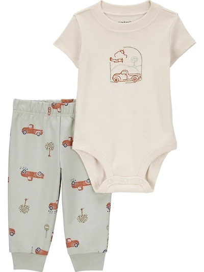 Carter's Child of Mine Baby Boys' Bodysuit Pant Set Green Truck, Sizes Newborn - 24 Months