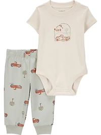 Carter's Child of Mine Baby Boys' Bodysuit Pant Set Green Truck, Sizes Newborn - 24 Months