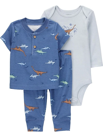 Carter's Child of Mine Baby Boys' 3 Piece Set Blue Dino, Sizes Newborn - 24 Months