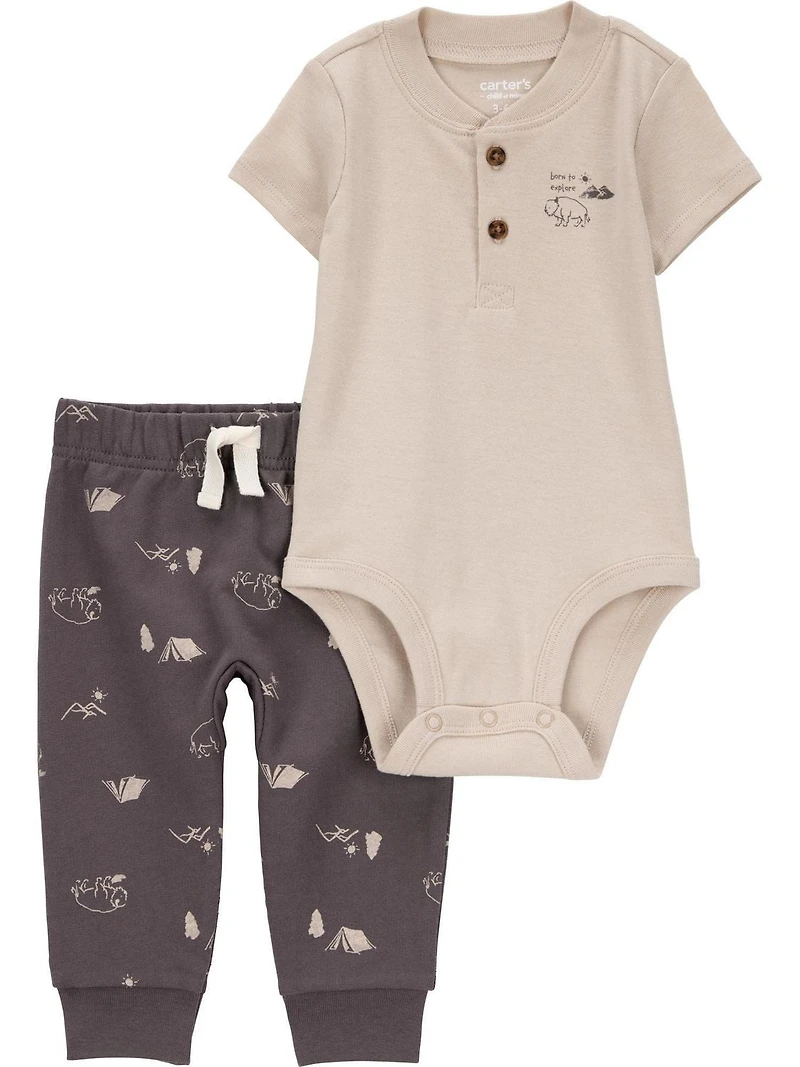 Carter's Child of Mine Baby Boys' Bodysuit Pant Set Brown Camp
