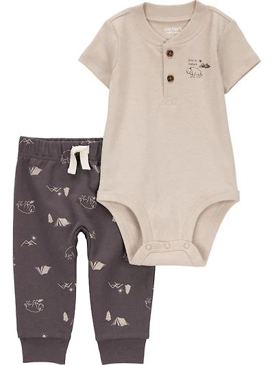 Carter's Child of Mine Baby Boys' Bodysuit Pant Set Brown Camp
