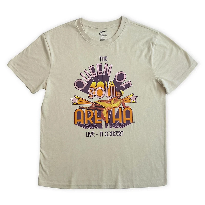 Aretha Franklin Ladie's short sleeve tee shirt., Sizes XS to XL