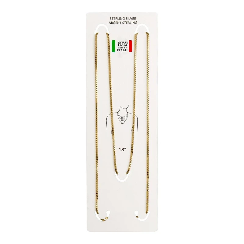 Luxury Designs 18” unisex Sterling Silver Gold-plated Box link chain
