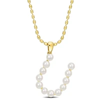 Collier initiale de Miabella avec perles culture d'eau douce en argent sterling plaqué en jaune