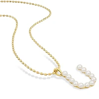 Collier initiale de Miabella avec perles culture d'eau douce en argent sterling plaqué en jaune