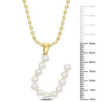 Collier initiale de Miabella avec perles culture d'eau douce en argent sterling plaqué en jaune