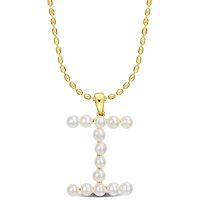 Collier initiale de Miabella avec perles culture d'eau douce en argent sterling plaqué en jaune