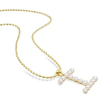 Collier initiale de Miabella avec perles culture d'eau douce en argent sterling plaqué en jaune