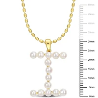 Collier initiale de Miabella avec perles culture d'eau douce en argent sterling plaqué en jaune