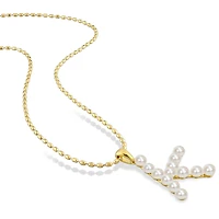 Collier initiale de Miabella avec perles culture d'eau douce en argent sterling plaqué en jaune