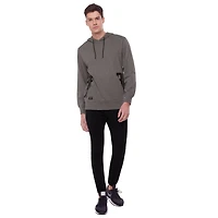 Dark Black Men's Long-Sleeve Graphic Hooded Sweatshirt