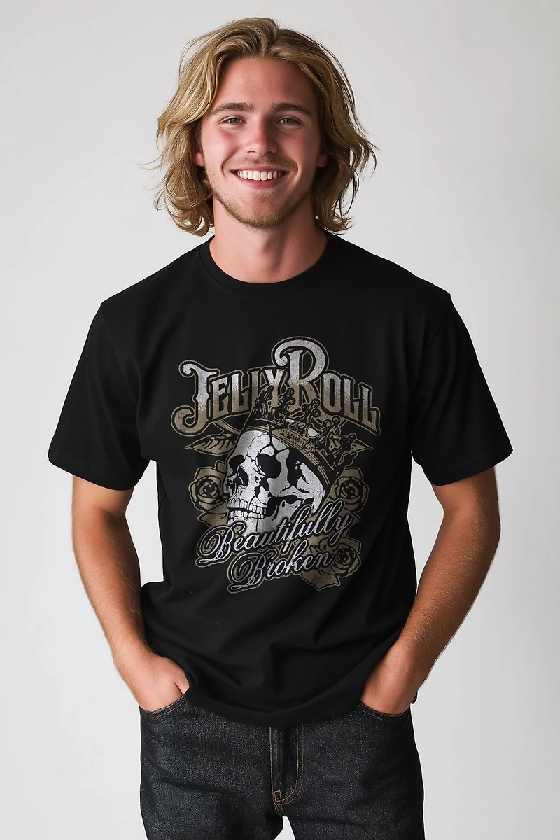 T-shirt Jelly Roll Beautifully Broken Crâne
