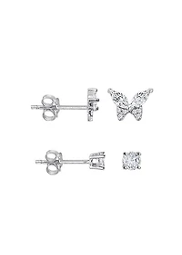 Luxury Designs Ensemble de boucles d'oreilles papillon en argent sterling avec oxyde de zirconium